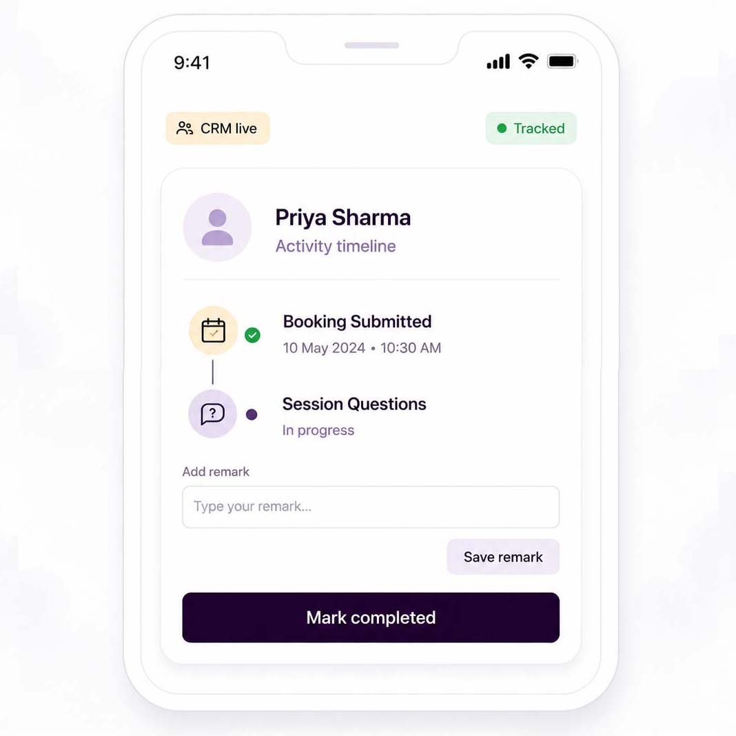 Biolojee booking CRM customer record