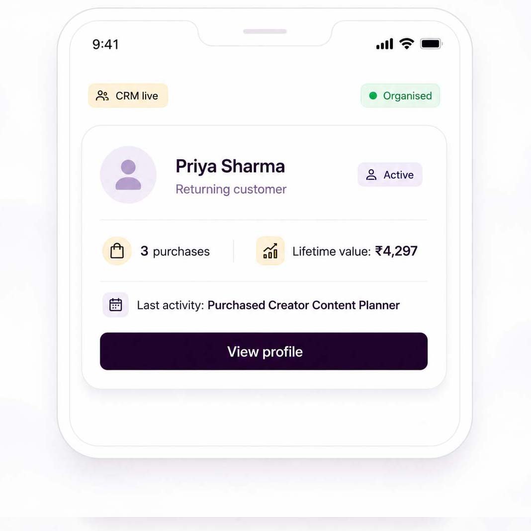 Biolojee live CRM customer activity
