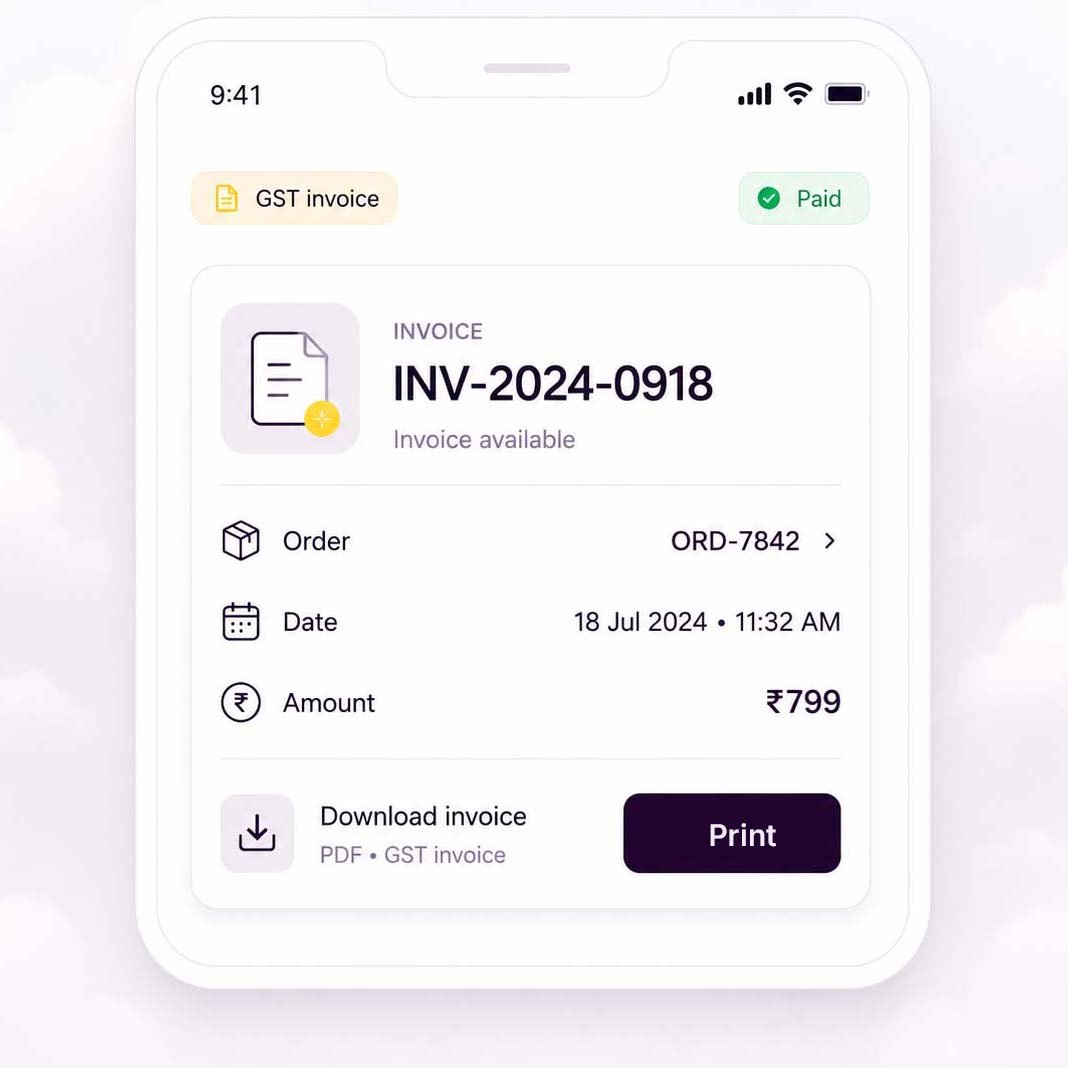 Biolojee printable invoice view