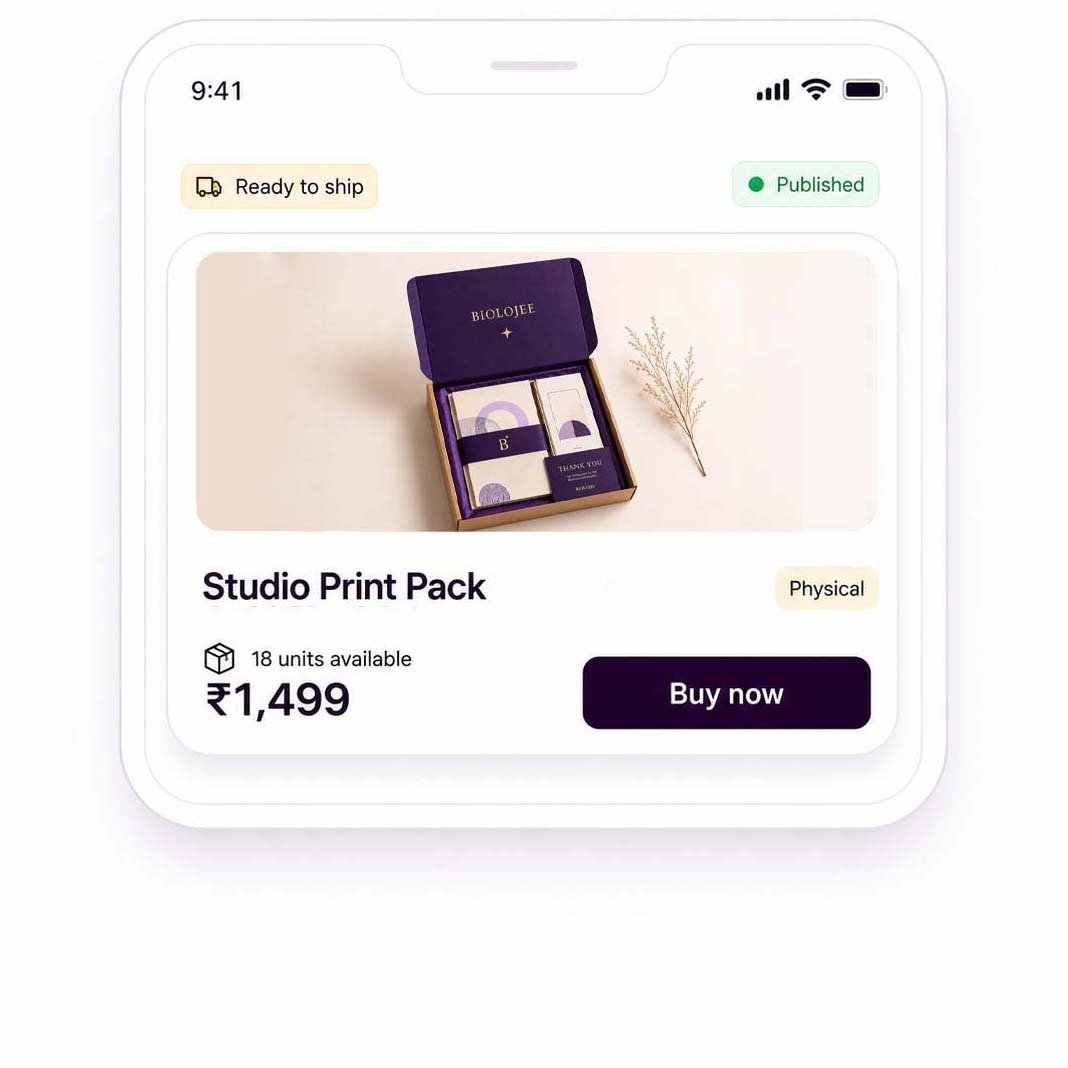 Biolojee physical product shipping setup
